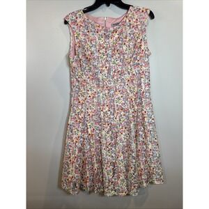 Danny & Nicole Floral Lace‎ Overlay Sleeveless Fit and Flare Swing Dress 14P